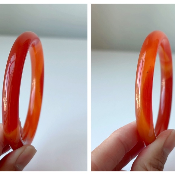 58mm Natural Carnelian Red Agate Round Bangle BA124 - Picture 5 of 10